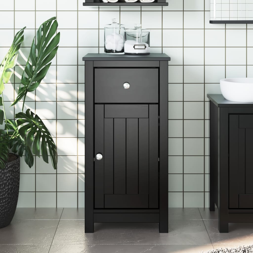 Vetonek Mueble de baño BERG madera maciza de pino negro 40x34x80 cm