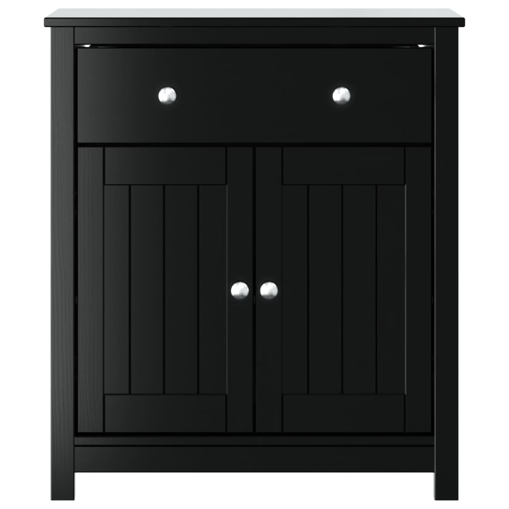 Mueble de baño BERG madera maciza de pino negro 69,5x34x80 cm - Vetonek