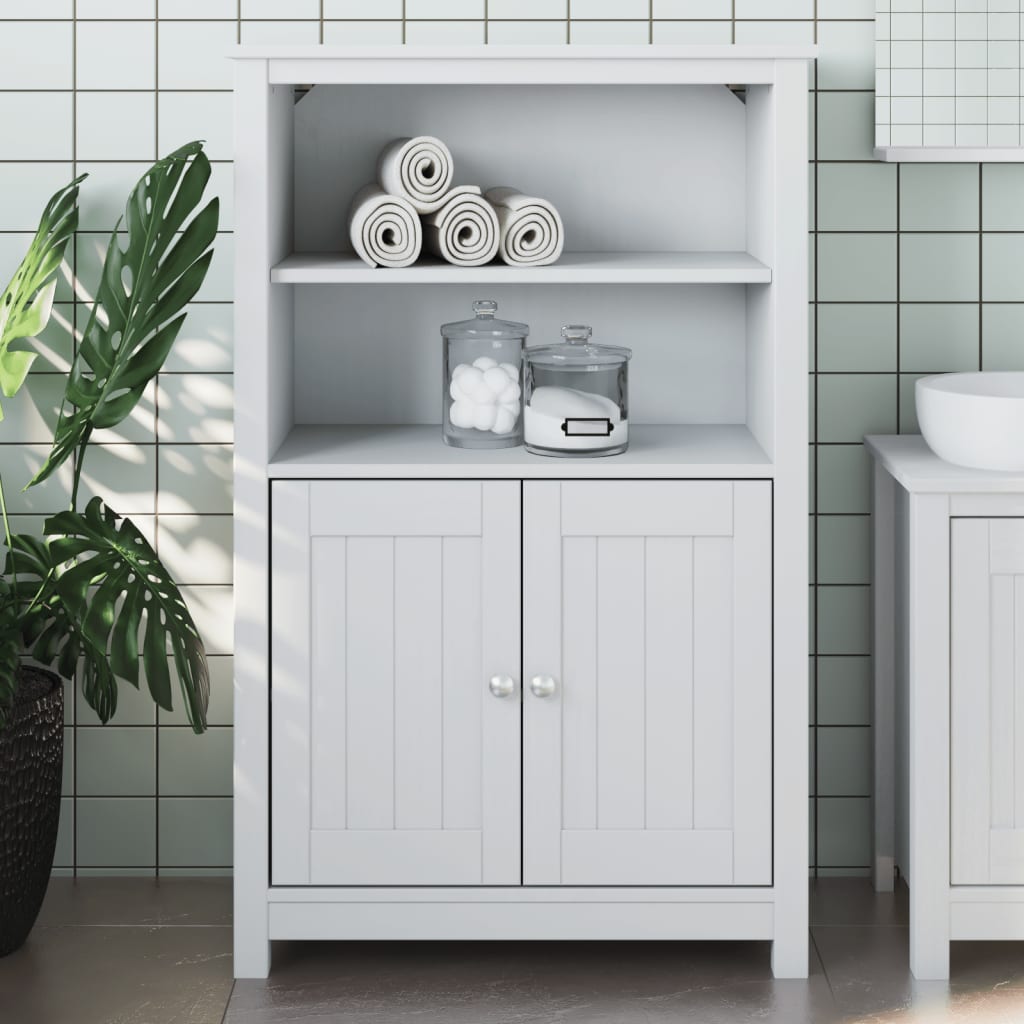 Mueble de baño berg madera maciza de pino blanco 69,5x34x110 cm v5140 Vetonek