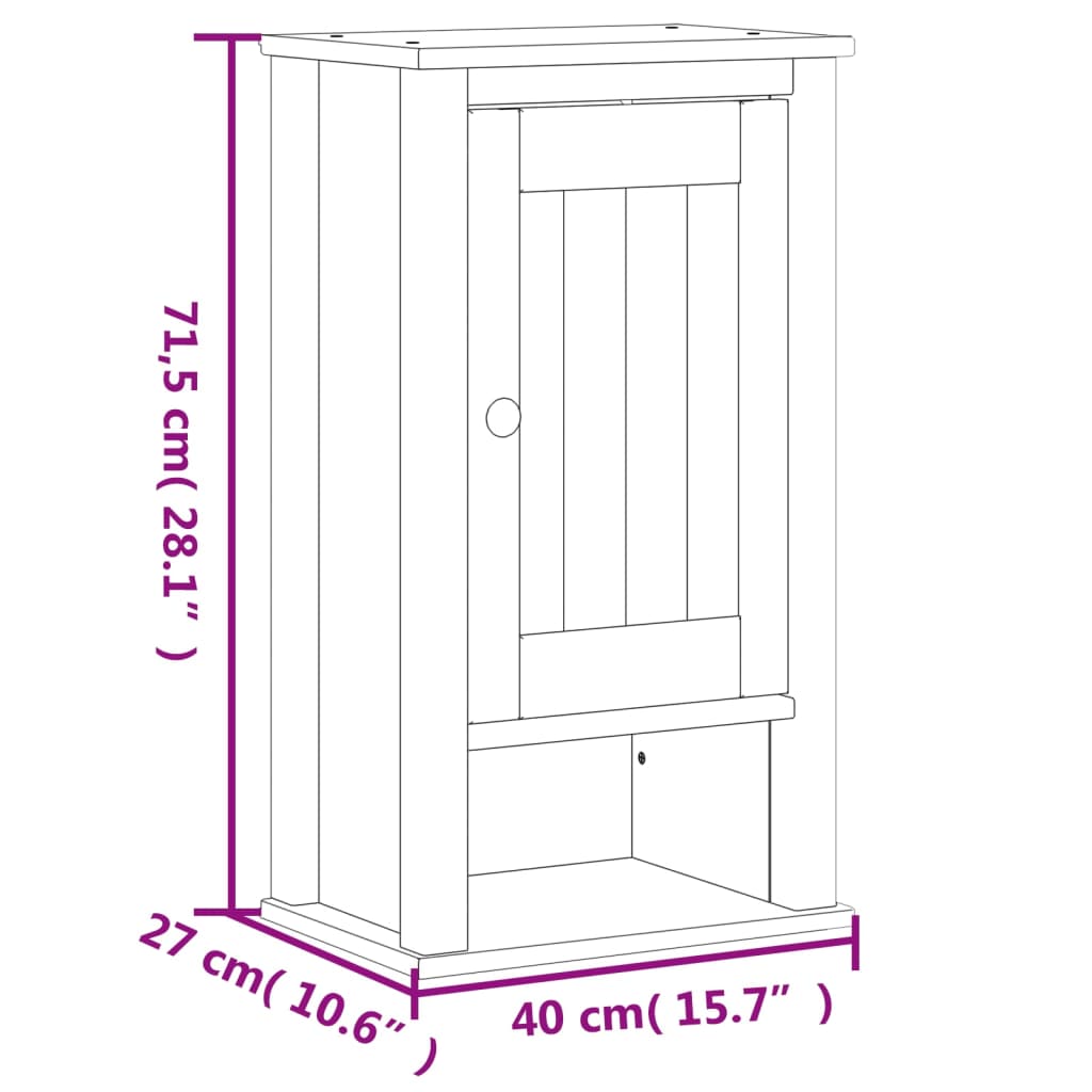 Mueble de pared baño BERG madera maciza pino negro 40x27x71,5cm