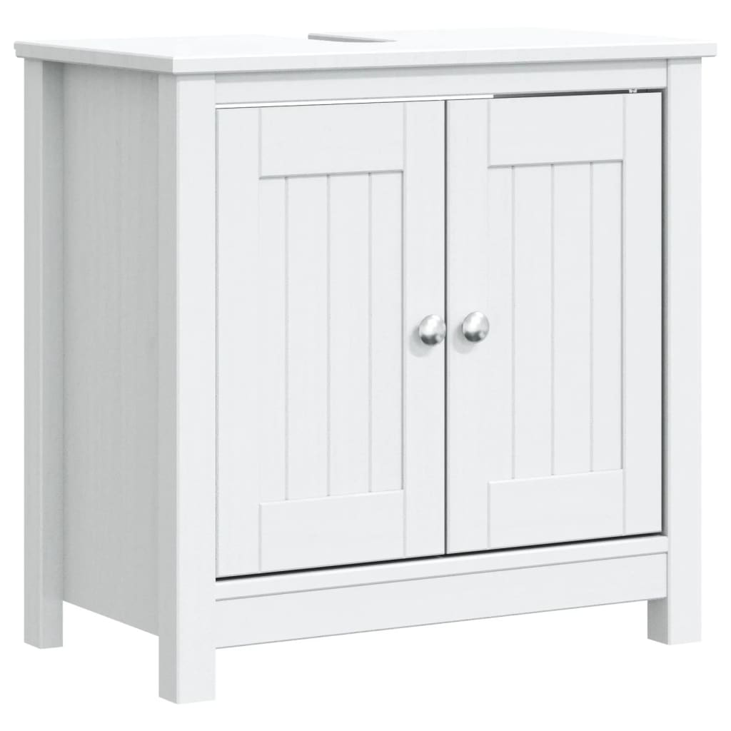 Mueble de lavabo baño berg madera maciza pino blanco 60x34x59cm v5201 - Vetonek