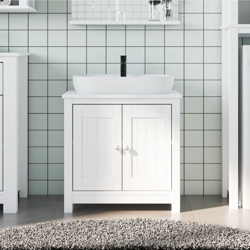 Mueble de lavabo baño berg madera maciza pino blanco 60x34x59cm v5201 Vetonek