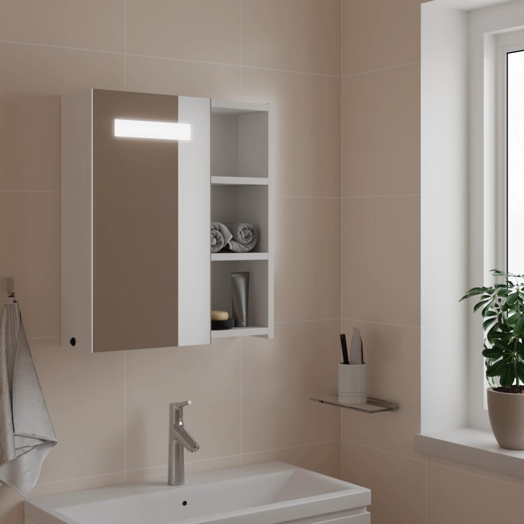 Vetonek Mueble de baño con espejo y luz LED blanco 45x13x52 cm