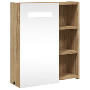 Vetonek Mueble de baño con espejo y luz LED roble 45x13x52 cm