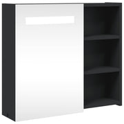 Vetonek Mueble de baño con espejo y luz LED negro 60x13x52 cm