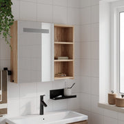 Mueble de baño con espejo y luz led roble 60x13x52 cm v7076 - Vetonek