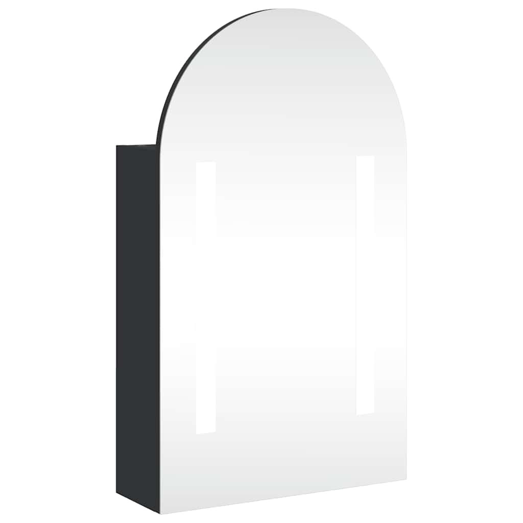 Vetonek Mueble de baño con espejo arqueado y luz LED negro 42x13x70 cm