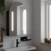 Mueble de baño con espejo arqueado y luz led negro 42x13x70 cm v7106 Vetonek