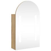 Vetonek Mueble de baño con espejo arqueado y luz LED roble 42x13x70 cm