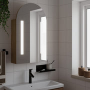 Mueble de baño con espejo arqueado y luz led roble 42x13x70 cm v7113 Vetonek