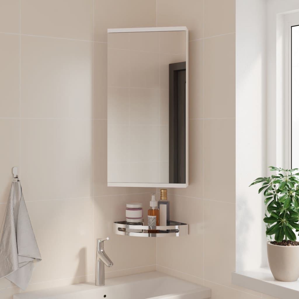 Vetonek Mueble de baño de esquina con espejo blanco 30x24x60 cm