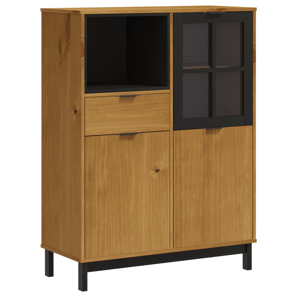 Aparador alto con puerta vidrio FLAM madera pino 92x40x122,5 cm