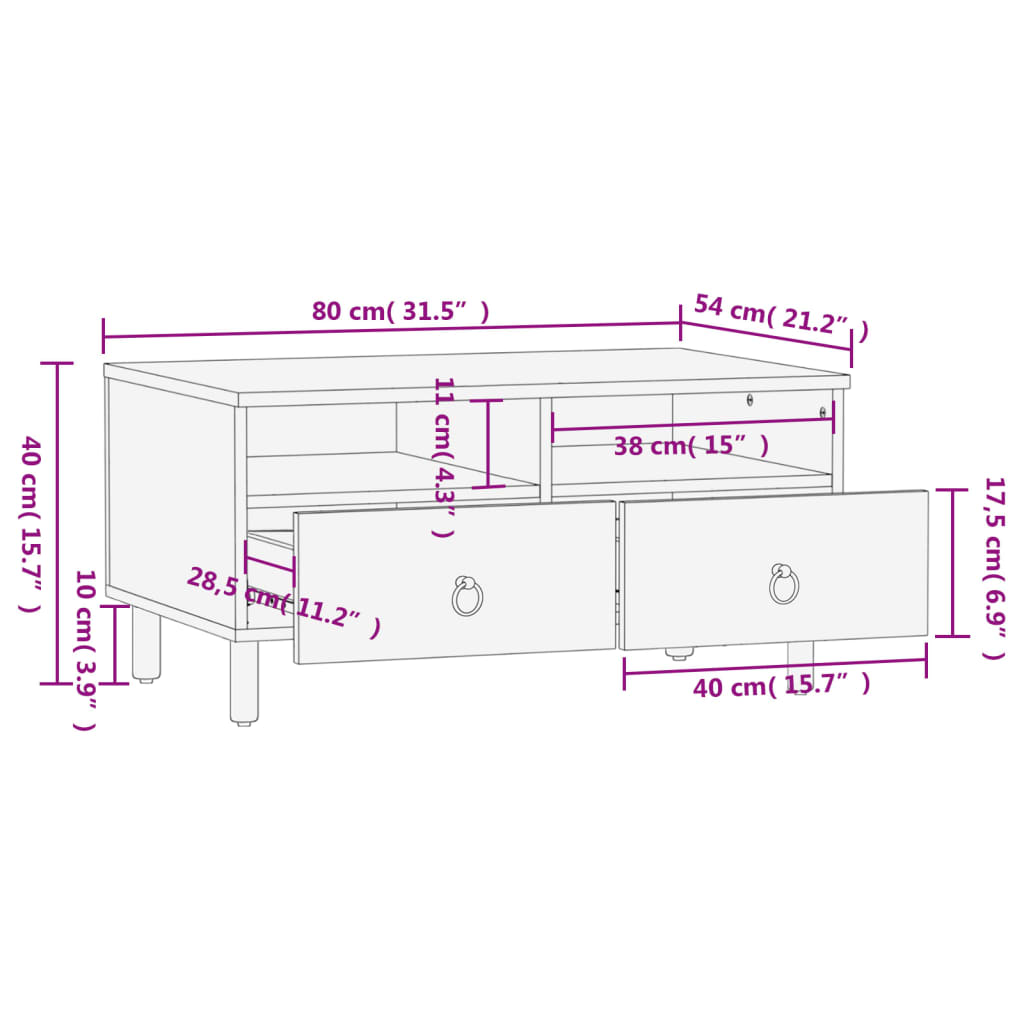 Massy Wooden Center 80x54x40 cm