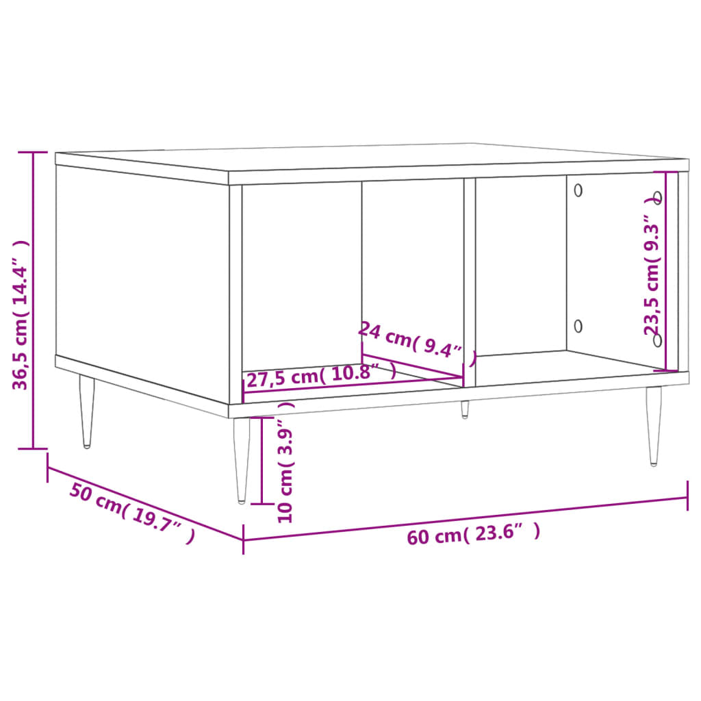 Mesa de centro madera roble ahumado 60x50x36,5 cm vidaXL