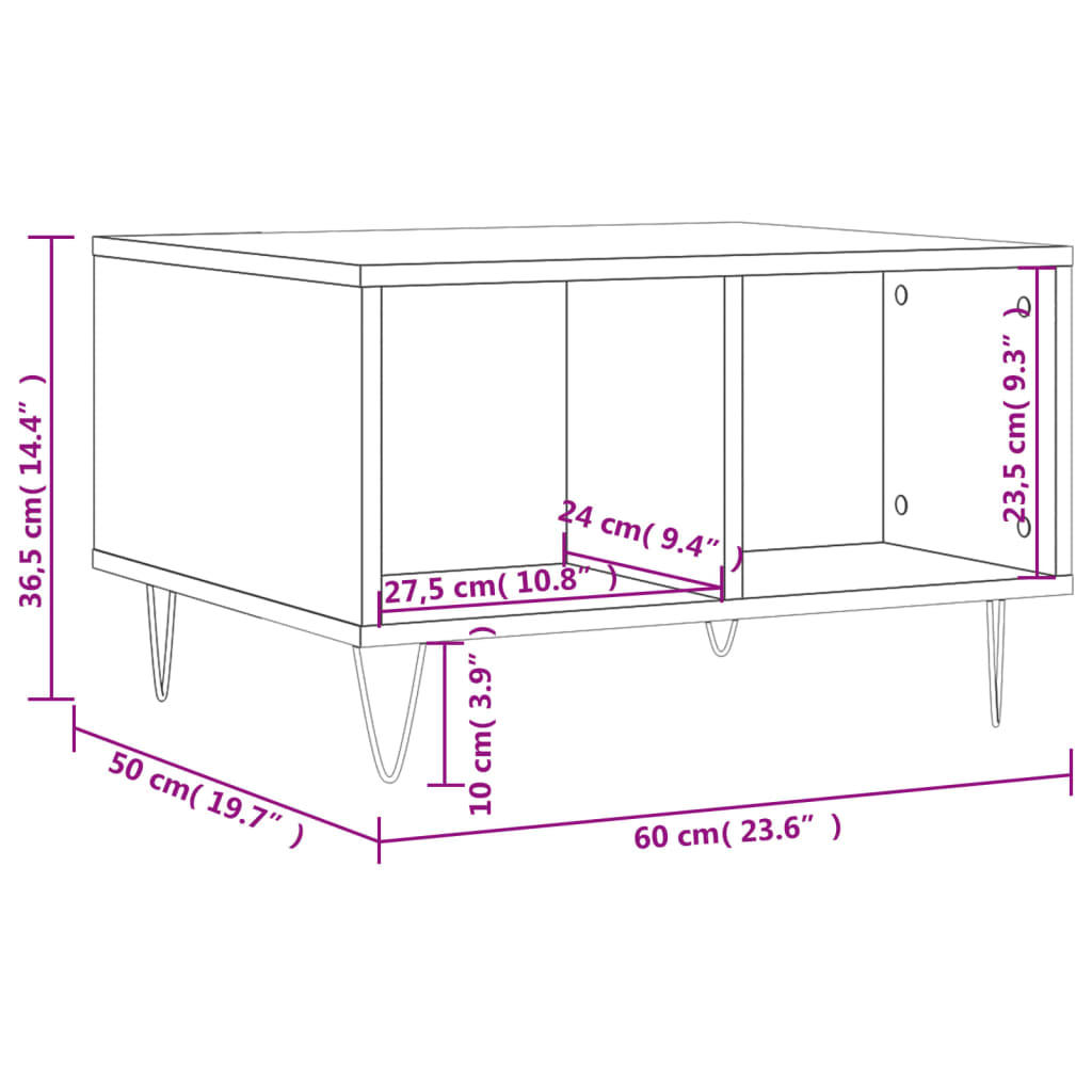 Mesa de centro madera blanco 60x50x36,5 cm - Vetonek