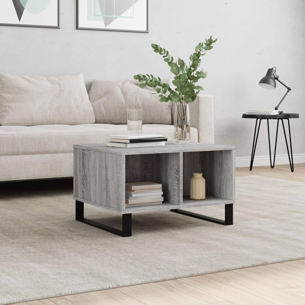 Vetonek Mesa de centro madera contrachapada gris Sonoma 60x50x36,5 cm