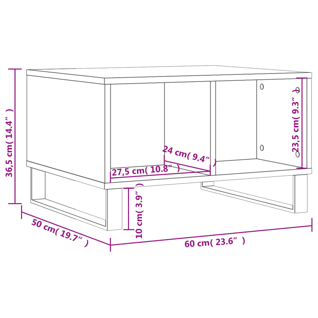 Mesa de centro madera gris Sonoma 60x50x36,5 cm vidaXL