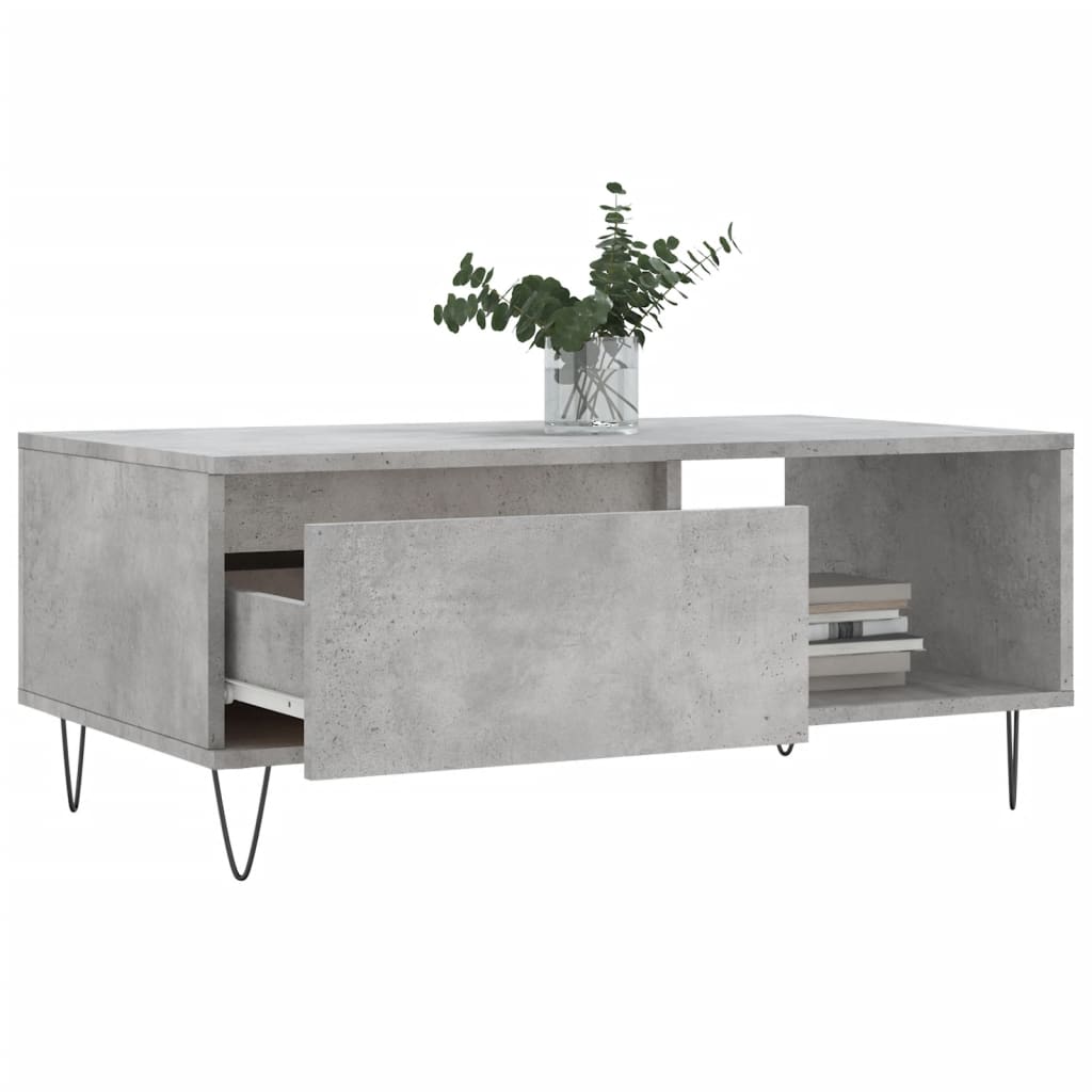 Mesa de centro madera gris hormigón 90x50x36,5 cm vidaXL