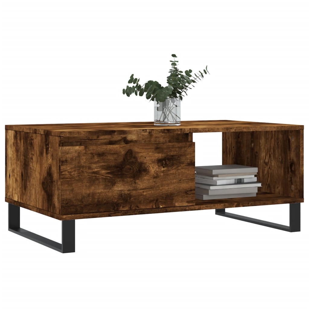 Mesa de centro madera roble ahumado 90x50x36,5 cm - Vetonek