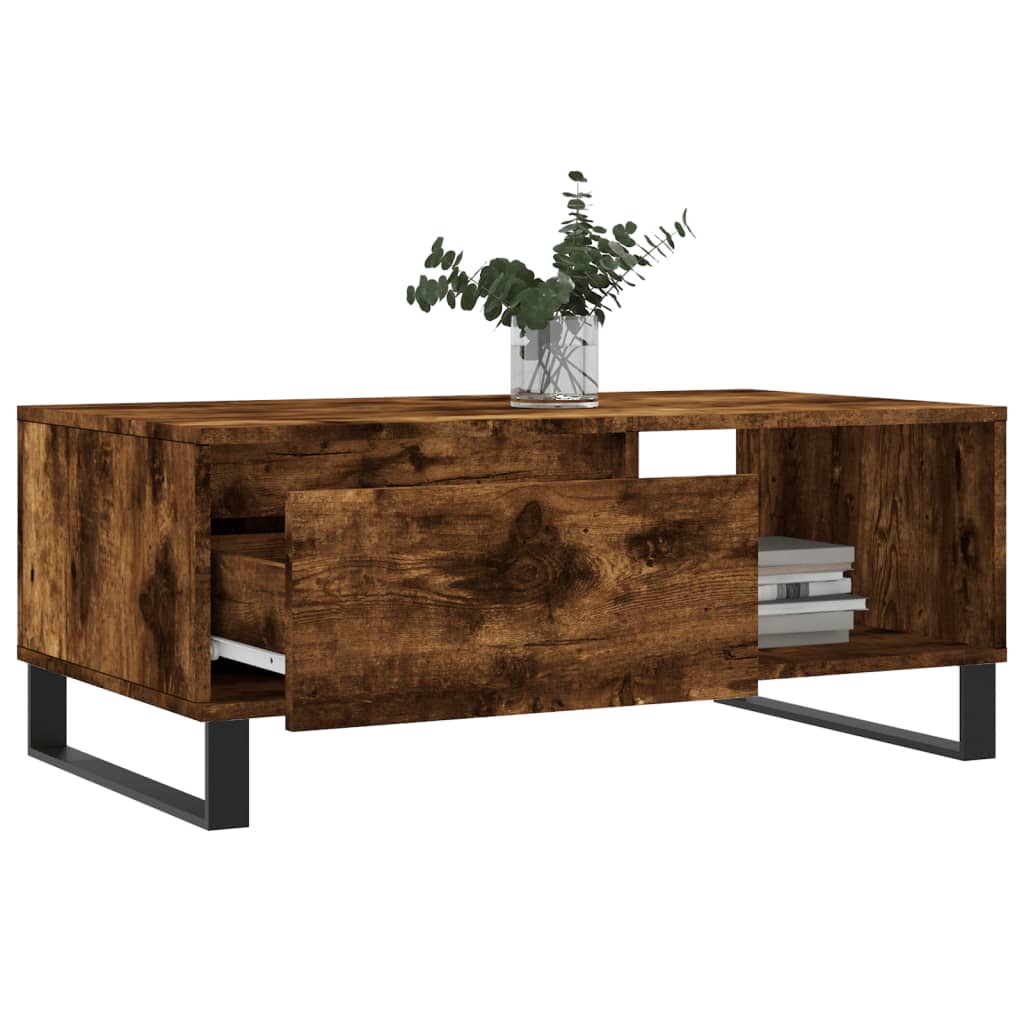 Mesa de centro madera roble ahumado 90x50x36,5 cm vidaXL