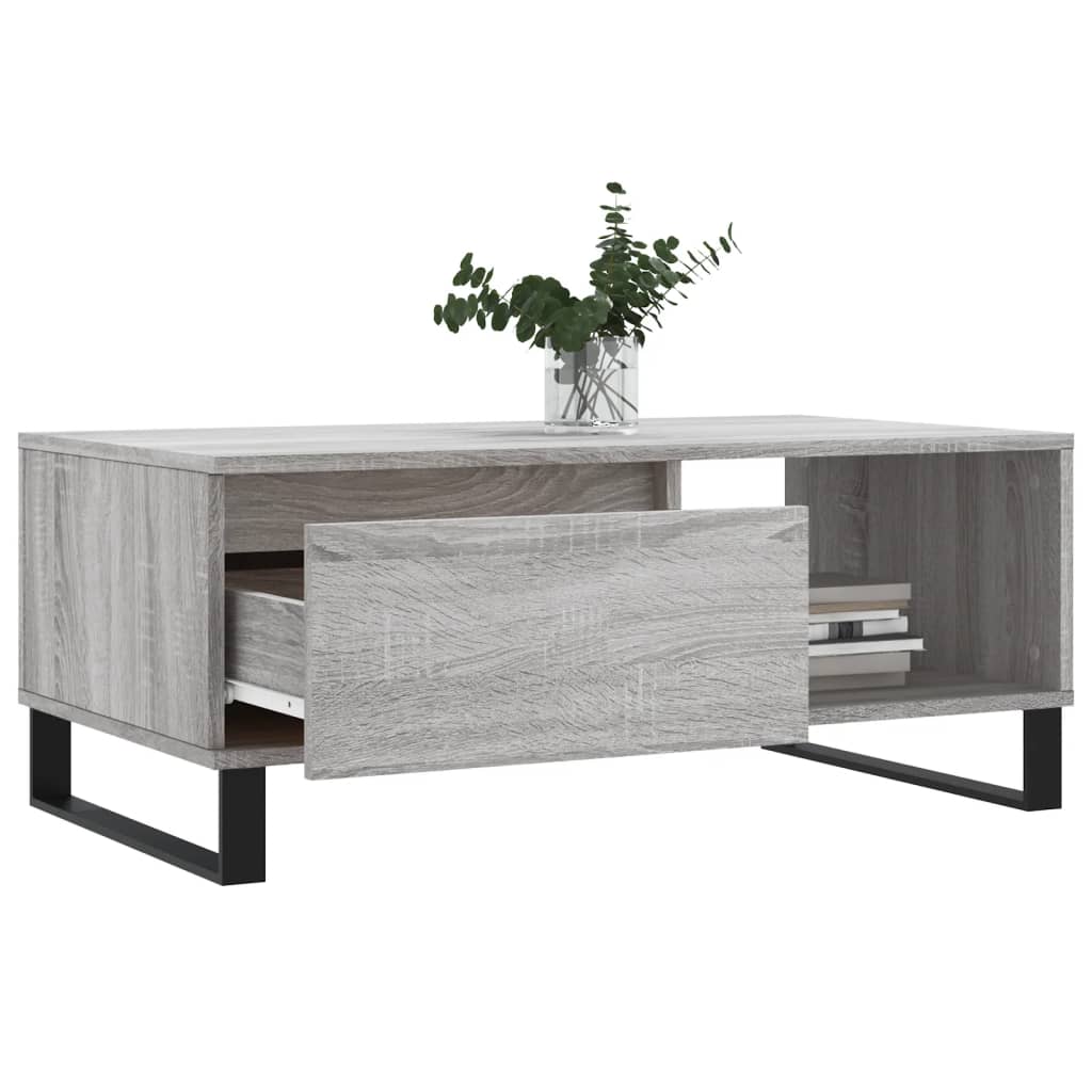 Mesa de centro madera contrachapada gris Sonoma 90x50x36,5 cm V78