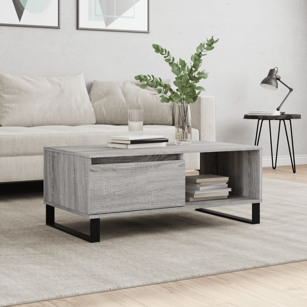 Vetonek Mesa de centro madera contrachapada gris Sonoma 90x50x36,5 cm