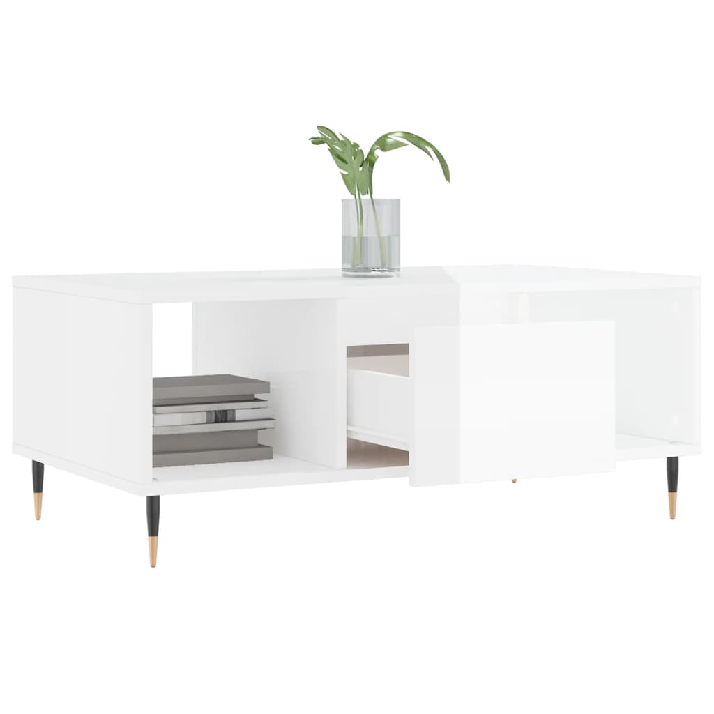 Mesa de centro madera blanco brillo 90x50x36,5 cm vidaXL