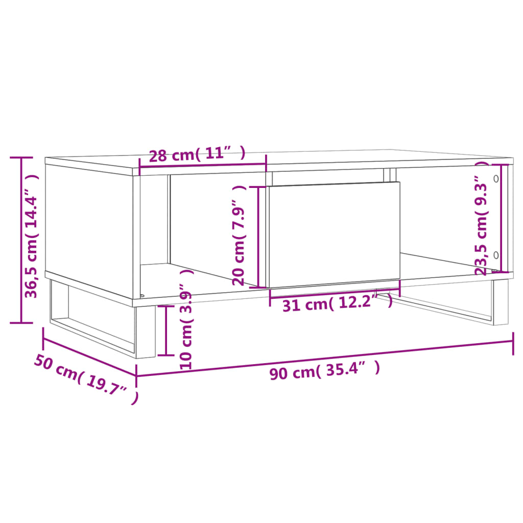 Mesa de centro blanca 90x50x36,5 cm vidaXL