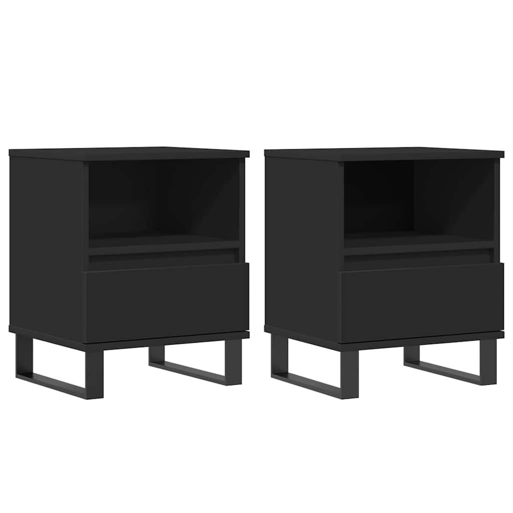 Vetonek Tables de chevet 2 pcs bois d'ingénierie noir 40x35x50 cm