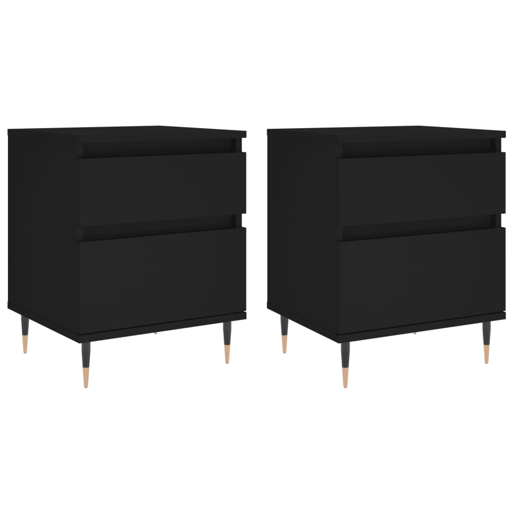 Vetonek Tables de chevet 2 pcs bois d'ingénierie noir 40x35x50 cm