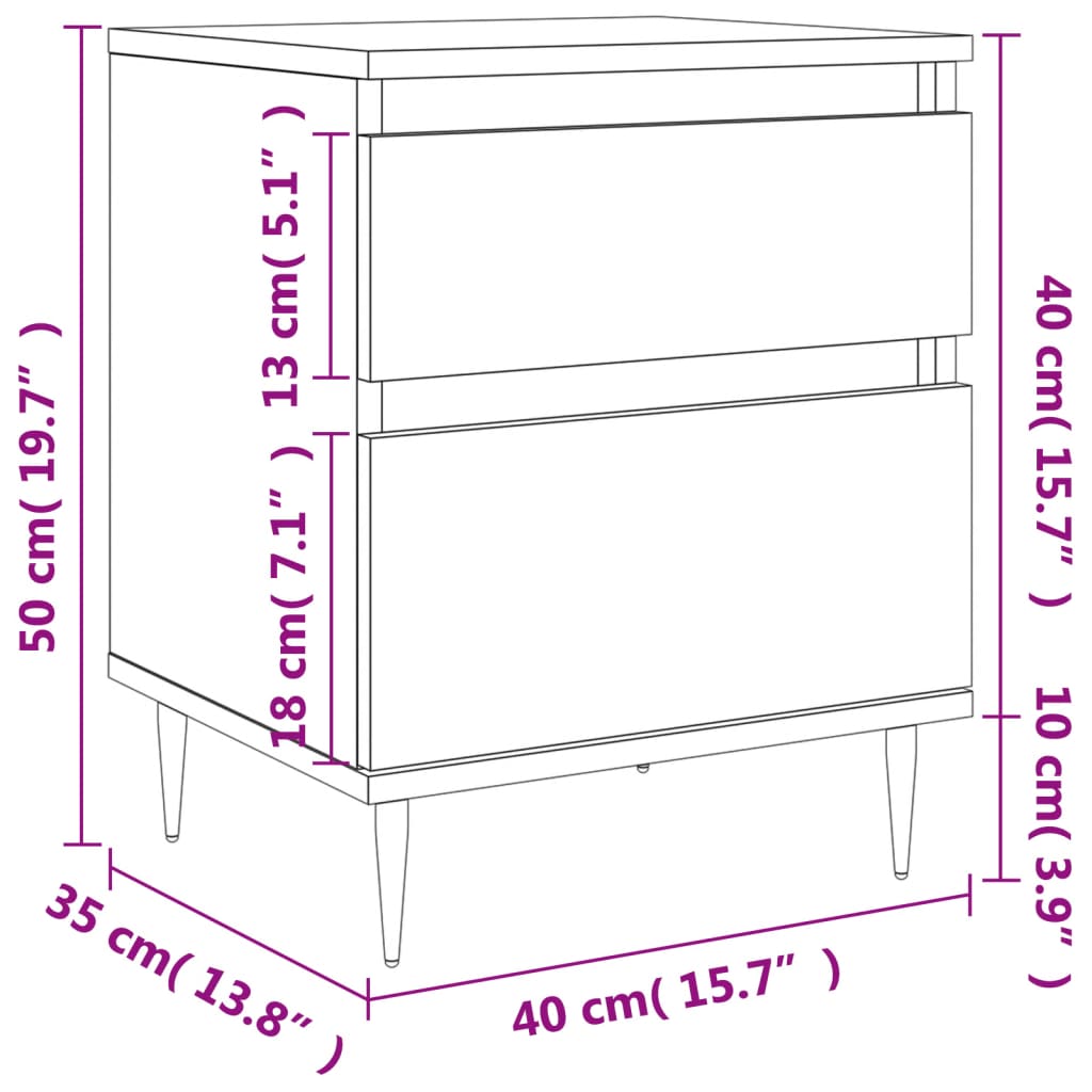 Mesitas noche 2 uds madera sintetizada Nexus roble Sonoma 40x35x50 cm vidaXL