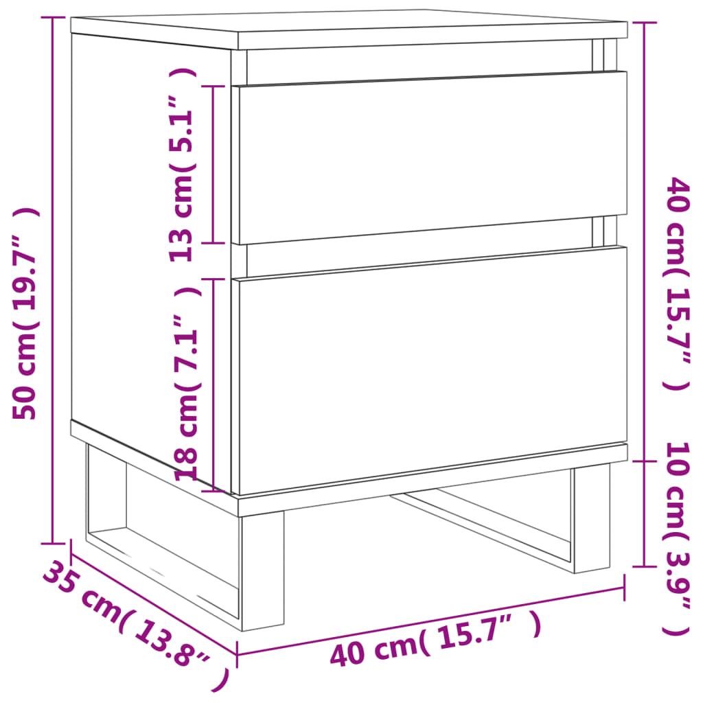 Mesita de noche madera de ingeniería roble Sonoma 40x35x50 cm vidaXL