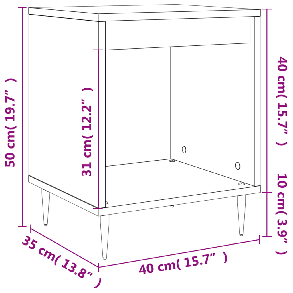 Mesitas de noche 2 uds madera de ingeniería blanco 40x35x50 cm vidaXL