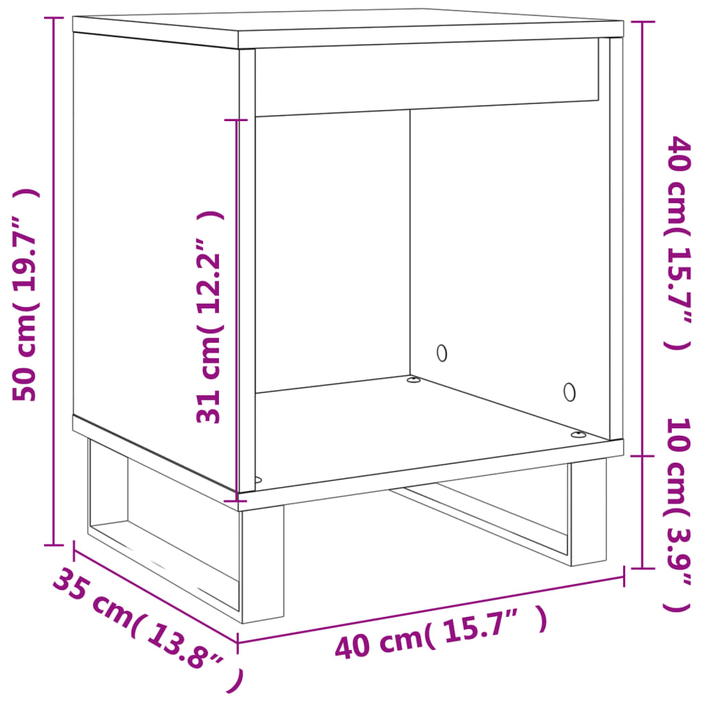 Mesita de noche madera de ingeniería negro 40x35x50 cm vidaXL