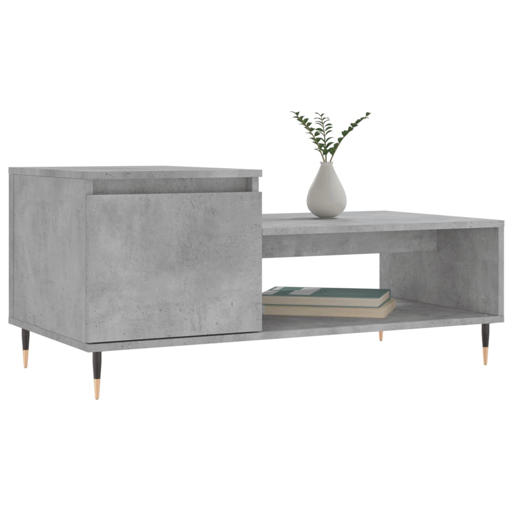 Mesa de centro madera contrachapada gris hormigón 100x50x45 cm vidaXL