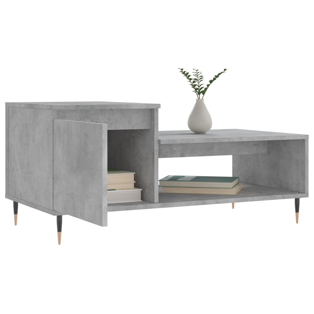 Mesa de centro madera contrachapada gris hormigón 100x50x45 cm vidaXL