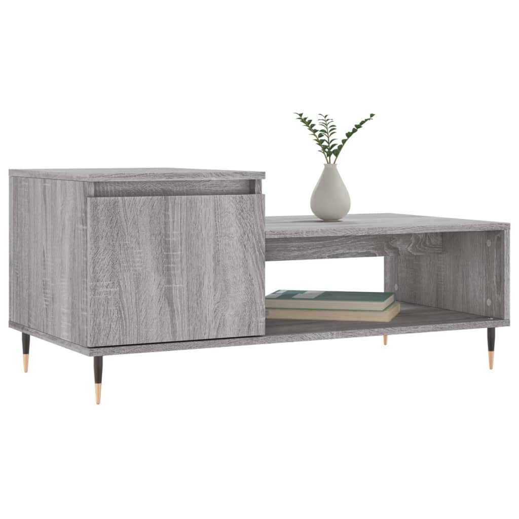 Mesa de centro madera contrachapada gris Sonoma 100x50x45 cm vidaXL