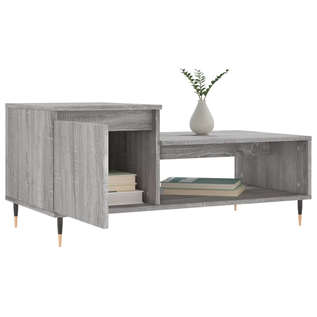 Mesa de centro madera contrachapada gris Sonoma 100x50x45 cm vidaXL