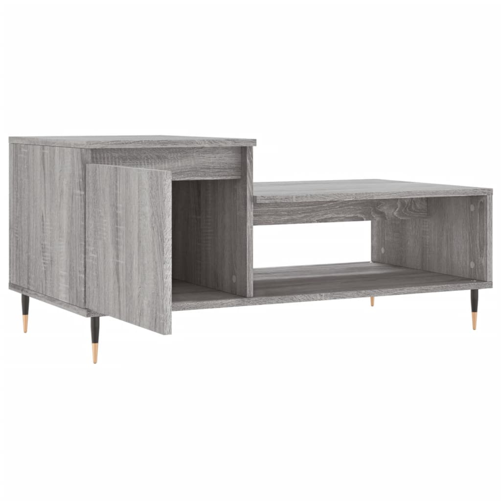 Mesa de centro madera contrachapada gris Sonoma 100x50x45 cm vidaXL