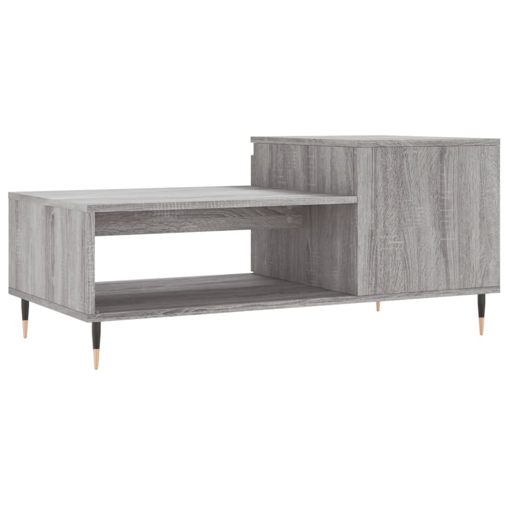 Mesa de centro madera contrachapada gris Sonoma 100x50x45 cm vidaXL