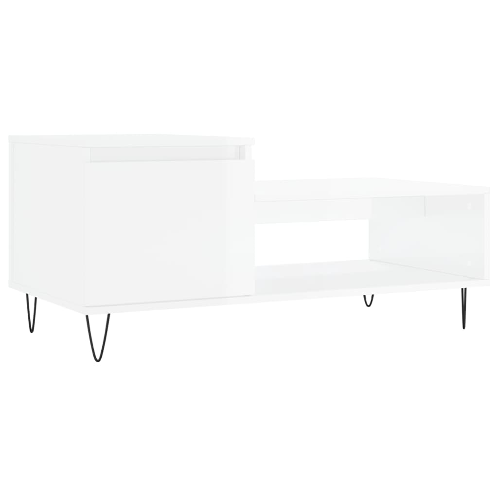 Mesa de centro madera contrachapada blanco brillo 100x50x45 cm vidaXL