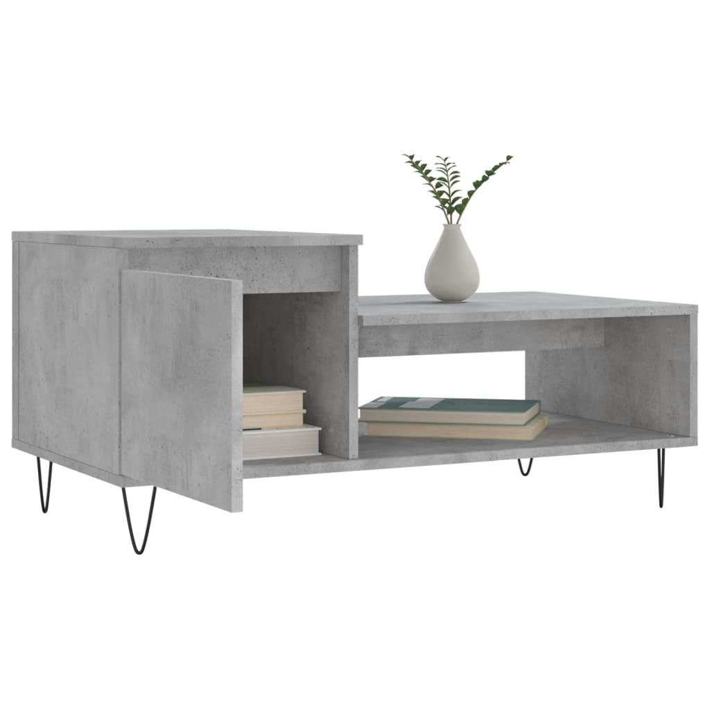 Mesa de centro madera gris hormigón 100x50x45 cm vidaXL