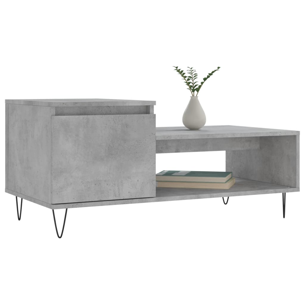 Mesa de centro madera gris hormigón 100x50x45 cm vidaXL