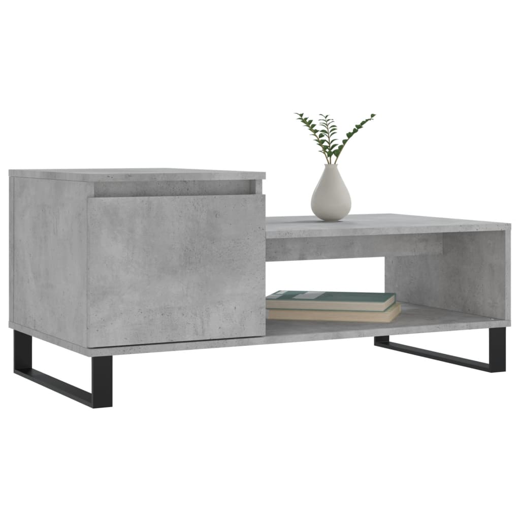 Mesa de centro madera gris hormigón 100x50x45 cm