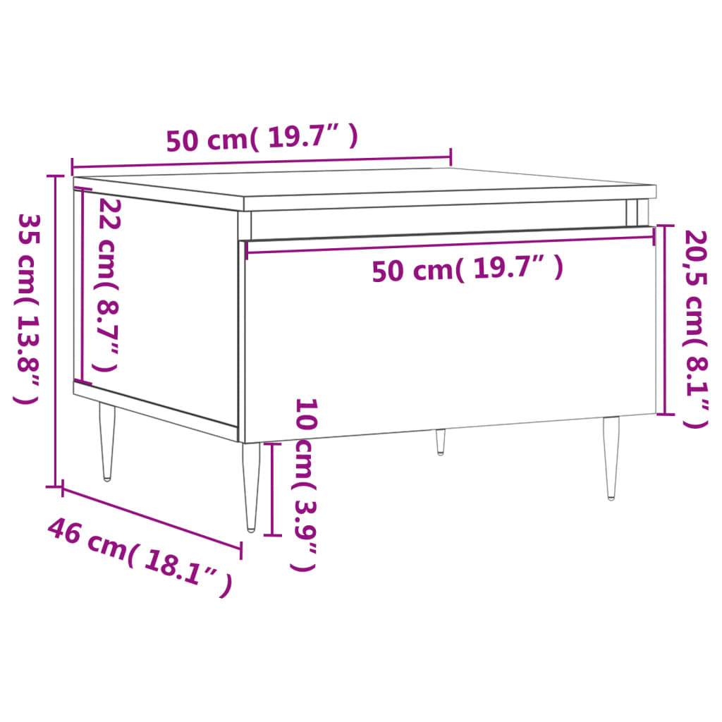 Mesas de centro 2 uds madera de ingeniería blanco 50x46x35 cm vidaXL