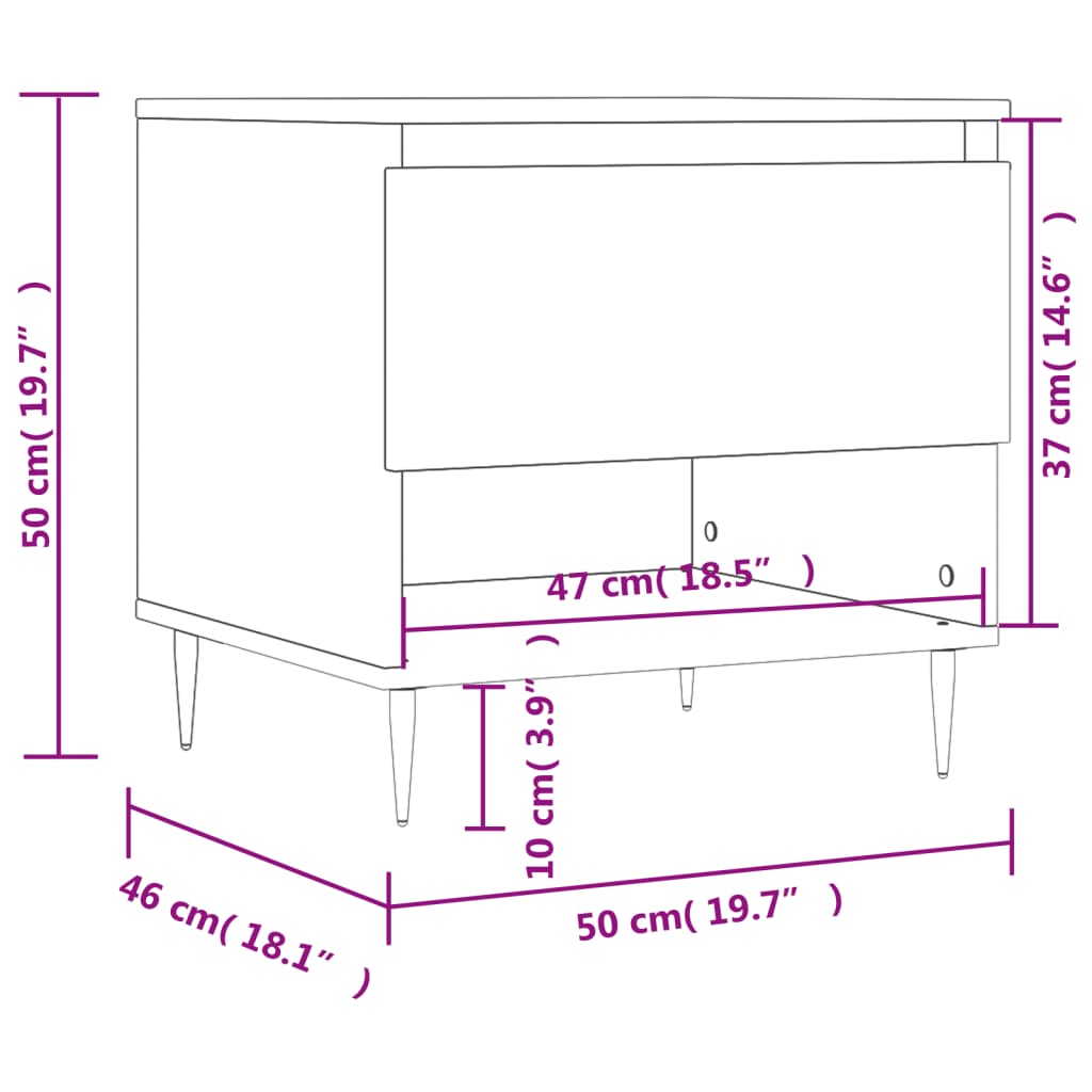 Mesas de centro 2 uds madera de ingeniería blanco 50x46x50 cm vidaXL