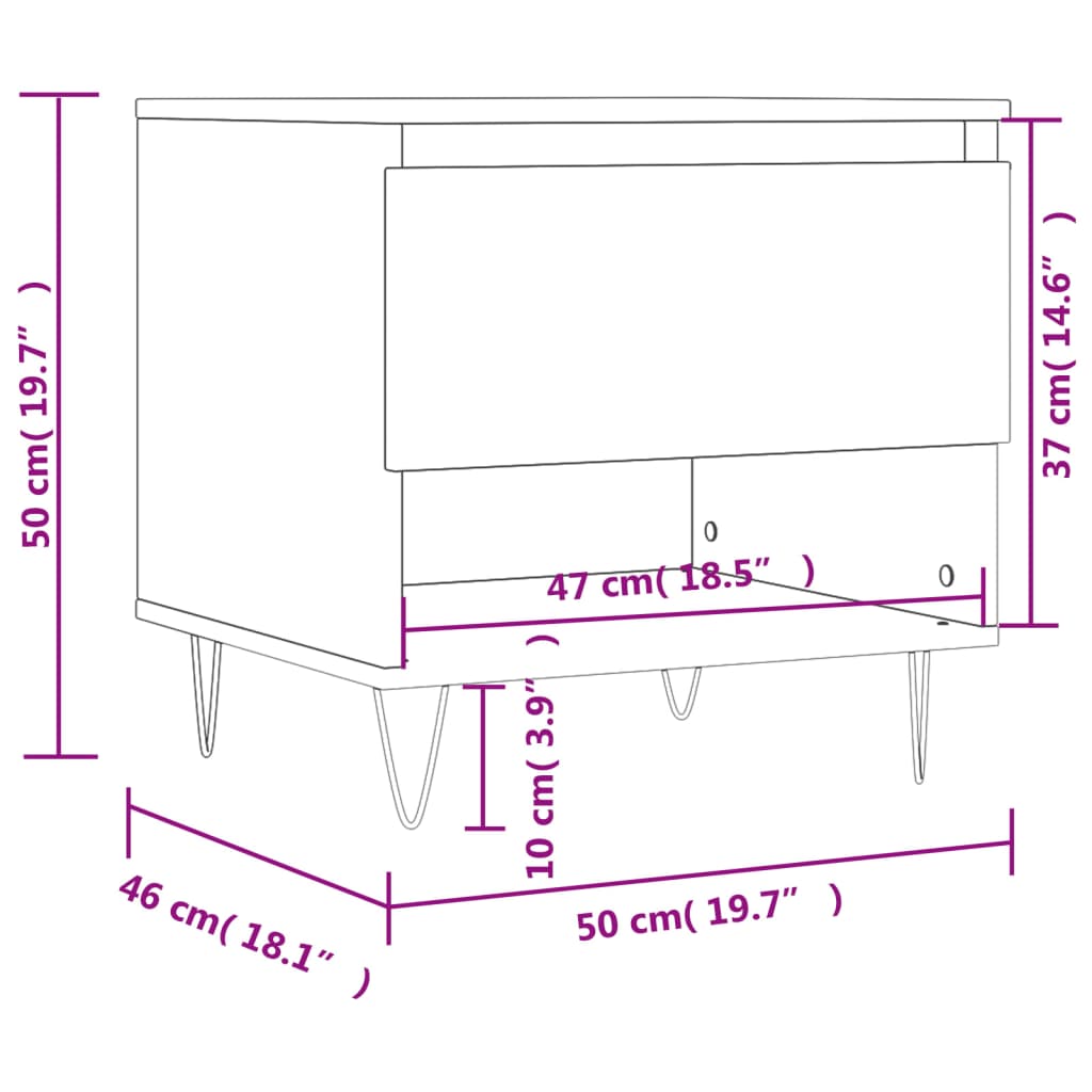 Mesas de centro 2 uds madera de ingeniería blanco 50x46x50 cm vidaXL