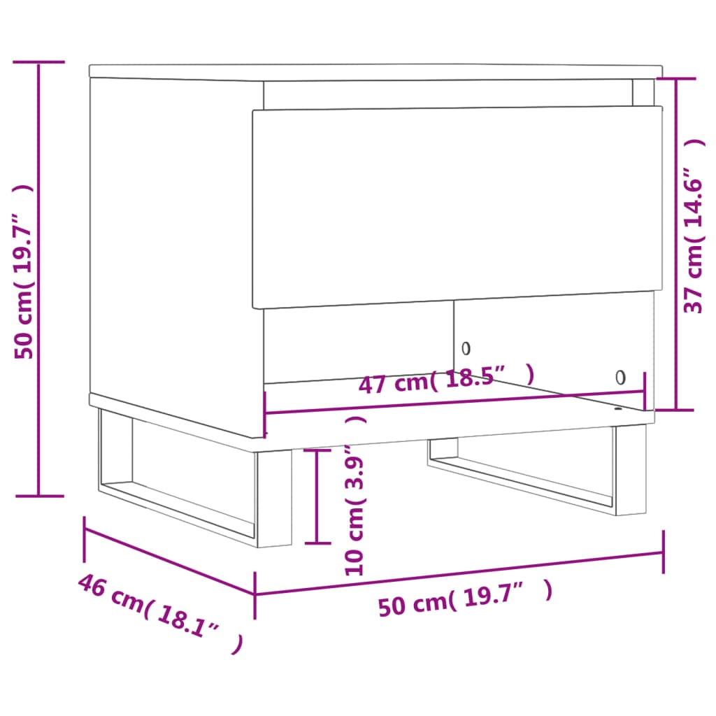 Mesa de centro madera de ingeniería blanco brillo 50x46x50 cm vidaXL