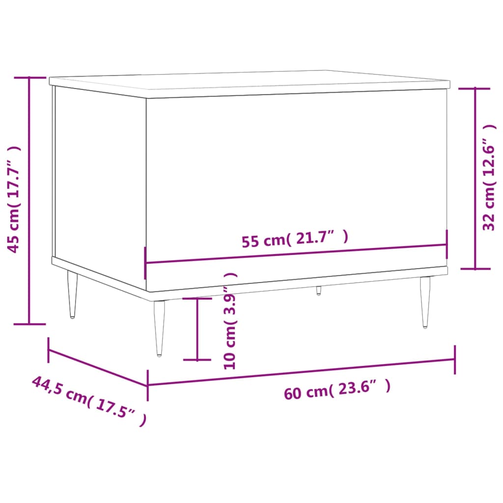 Mesa de centro madera blanco 60x44,5x45 cm vidaXL