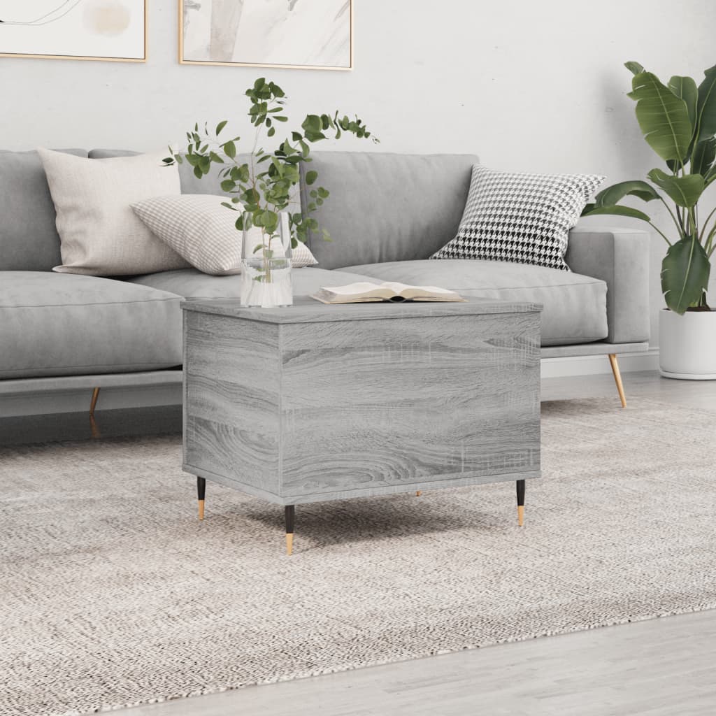 Vetonek Mesa de centro madera contrachapada gris Sonoma 60x44,5x45 cm